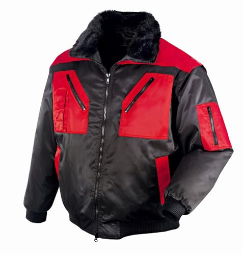 eXtreme Herren Pilotenjacke für Arbeit & Freizeit – Vielseitige Modelle mit 4-in-1 Funktion oder in Warnschutzfarben in schwarz/rot Größe XL