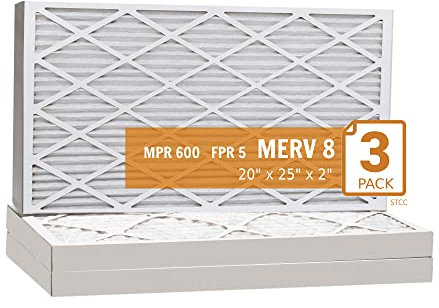 Assigned by Sterling Seal & Supply, (STCC) KP-20x25x2x6.AZ.DSC Furnace Air Filter, 20x25x2 Purolator Key Pleat Extended Surface Pleated Air Filter, Mechanical MERV 8 (Pack of 6)