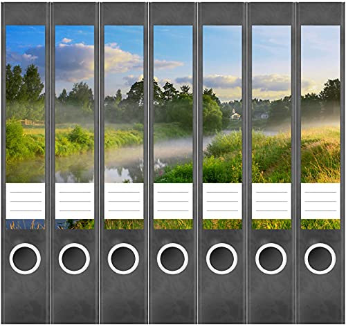 Etiketten für Ordner | Moor im Wald | 7 Aufkleber für schmale Ordnerrücken | Selbstklebende Design Ordneretiketten Rückenschilder