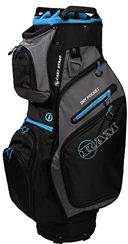 Ram Golf FX Deluxe Golf Cart Bag with 14 Way Dividers Black/Grey/Blue