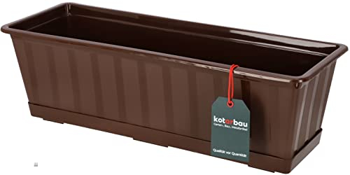 KOTARBAU® Blumenkasten mit Schalle Braun 50 x 18 x 15 cm Pflanzkasten