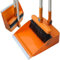 BEILUBANG Long Dustpan and Brush Set, Windproof Vertical Extension Pole Handle Swivel Broom Set Dustpan Set for Cleaning Indoors and Outdoors (Orange)