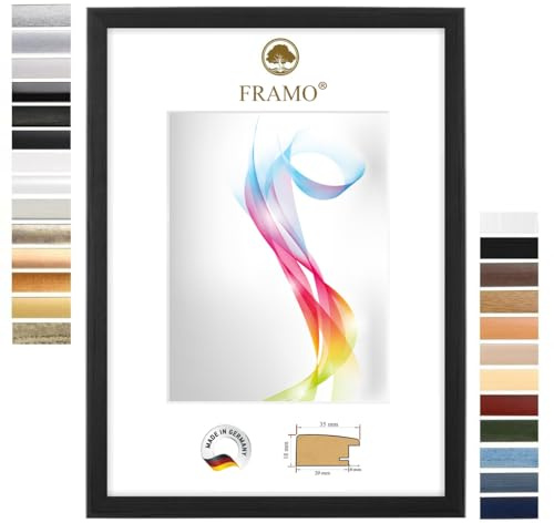 FRAMO Marco de fotos en madera 37,5 x 98 cm (Dimensión de la imagen) en pino negro | Tamaño seleccionable | Pósters | Puzzle | Collage | A medida | personalizados