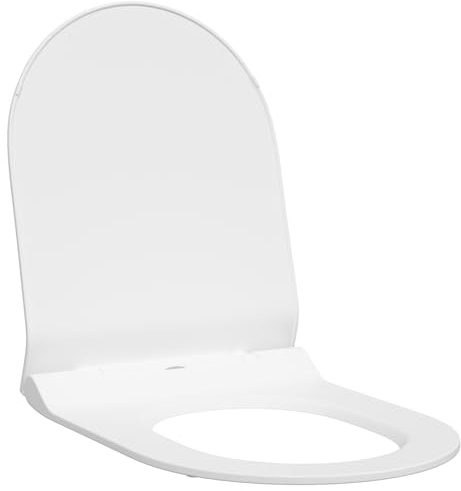 vidaXL Toilettes siège Blanc, Finition Mate, en polypropylène antibactérien. avec Une Fermeture Douce et Un système de libération Rapide. Charnières rotatives à 360°. s'adapte aux cuvettes en Forme d