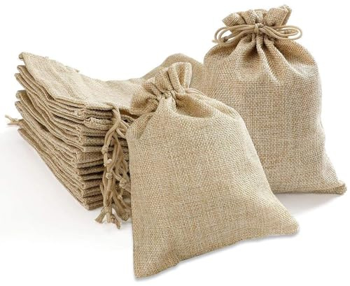 COEWUR 20 pezzi Sacchi di Juta 20x15cm Sacchetti Juta Bomboniere con Cordoncino Sacchetti Iuta Confetti Bustine per Confetti Bomboniere Sacchettini per Caramelle Regalo Matrimonio Dolci Regali