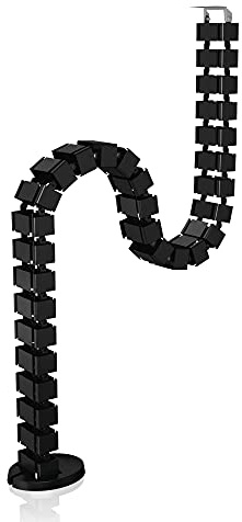 ICY BOX IB-MSA104-CM Kabelmanagement, flexibles Wirbel-System bis 1,24 m Länge, modular, schraubbar, beschwerter Fuß, 4 Kammern, Kunststoff schwarz