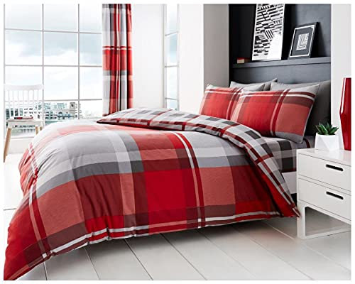 Gaveno Cavailia Luxurious WAVERLY CHECK Bed Set with Duvet Cover and Pillow Case, Polyester-Cotton, Red, King 11159629