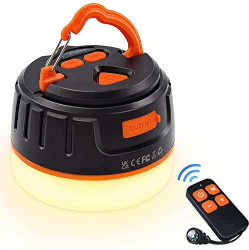 lanktoo Rechargeable Camping Lantern with Remote Control & Power Bank - USB C Camping Light 300H Running, 5 Modes Waterproof Tent Light W/ Magnetic Base for Power Cut Fishing Emergencies