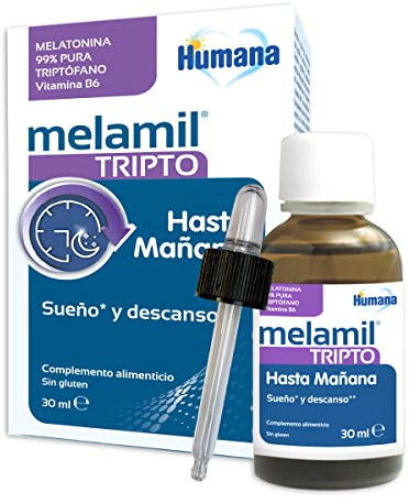 Melamil Tripto, complemento alimenticio a base de melatonina 99% pura, triptófano y vitamina B6 que ayuda a descansar cada noche, 30 ml en gotas