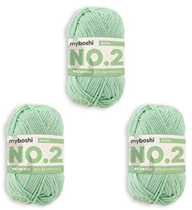 myboshi Häkel- und Strickgarn | Modell: No.2 mit Kapokfaser | leichtes Garn | Packung mit 3 Knäueln | 2270 Mint