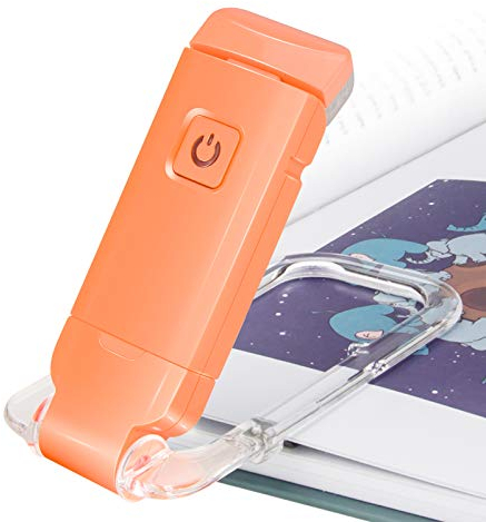 HONWELL LED Clip Leselampe Buch Klemm, Leselampen für Bücher im Bett, weiches Augenpflegelicht, USB wiederaufladbar Nachtlicht, 2 Helligkeit einstellbar für Augenschutz, Kinder, Orange