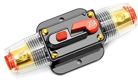 QWORK 20A interruttore di circuito, portafusibile automatico Ripristina fusibile Inverter per protezione audio dell’auto