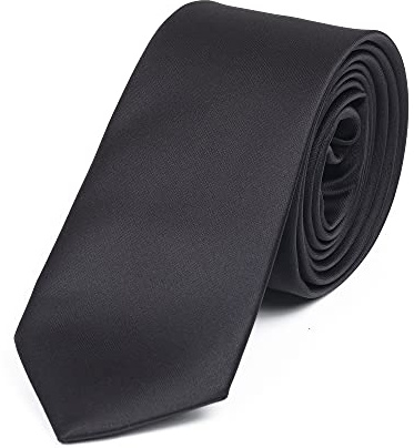 DWOY Necktie for Men and Women Solid Color Slim Men's Tie 6 cm (Black)