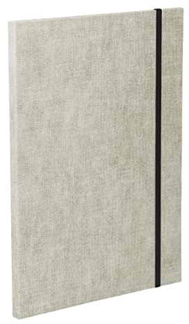 BIGSO PAULINA A4 Mappe mit Gummiband – Aktenmappe aus Faserplatte und Papier in Leinenoptik – Sammelmappe für Dokumente, Akten, Unterlagen usw. – beige