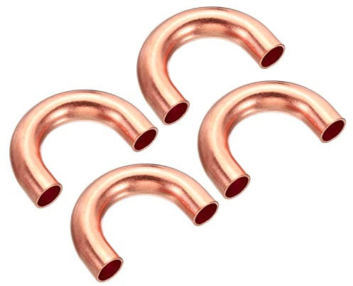 PATIKIL 7mm OD 32x20mm Coude Cuivre Tuyau Raccord, 4 Paquet 180 Degré Coude Soudage Soudure Soudure Connexion pour HVAC Climatisaeur Plomberie