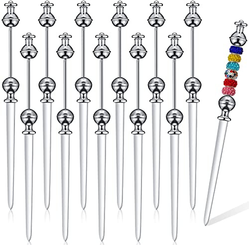 Outus 12 Pieces Beaded Metal Letter Opener Envelope Knife Beadable Letter Opener Stainless Steel Slitter for Gift Office Home DIY Supplies(Silver)