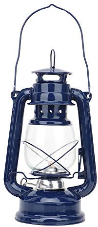 Oil Burning Lantern Vintage Oil Lamp Indoor Decorative Kerosene Lamp Hanging Kerosene Fuel Lanterns, Vintage Kerosene Lamp Iron Lantern Oil Lamp Party Pub Decoration Gift (Blue)