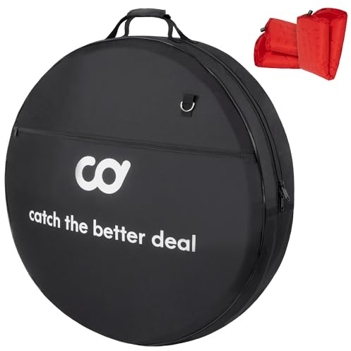 CyclingDeal Bike Bicycle Double Wheel Bag - Soft Foam Padded for 700c Road Bike & 26 27.5 29 MTB Wheel Set - Quality Nylon 600D with Detachable Shoulder Strap - Self-Inflating Thick Padding
