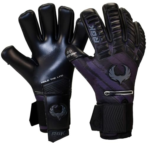 Renegade GK Eclipse Recon Professional Goalie Gloves with Pro Finger Protection Black| Black Soccer Goalkeeper Gloves (Size 12, Adult, Negative Cut, Level 5)