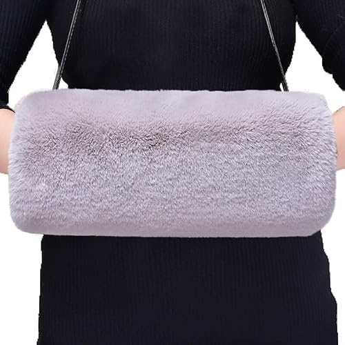 Handmuffar kvinnor vintervärmare fuskpäls luddig påse plysch hand armar varma ljuddämpare handskar för vuxna barn utomhussport (ljusgrå)
