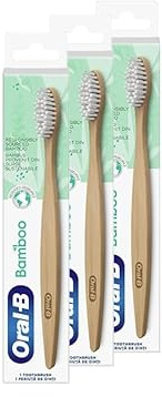 Oral-B Bamboo Lot de 3 brosses à dents manuelles en bois de bambou durable en matériau organique