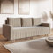 MOTIVENA Leo Sofagarnituren, 3 Sitzer Sofa mit Bettfunktion, Schlafsofa 215 cm Breit, Klappsofa mit Schlaffunktion, Bettsofa mit Schlaffunktion, Bonellfederkern (H4), Samt Sofa Beige