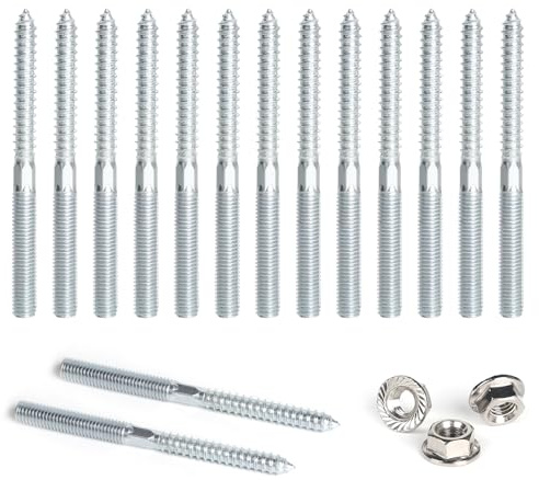 DBREAKS Lot de 15 vis à double tête Torx, M8 x 80 mm, double filetage, vis de cheville double face avec écrous à dents de blocage, filetage à goupilles de vis, double filetage galvanisé pour meubles