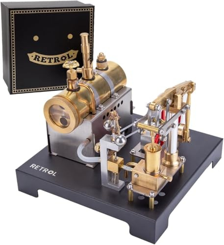 LETDIYMOC Full Metal Steam Engine Model Kits That Runs, Retrol SE-01 Mini Steam Stationary Beam Steam Engine Model with Horizontal Boiler & Centrifugal Regulator, Physical Experiment Toy