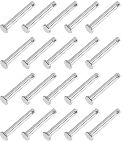 PATIKIL 5 x 35 Mm Single Hole Clevis Pins, 20 Pcs 304 Stainless Steel Flat Head Pin for Hitch Pin Lock Link Hinge Systems, Silver