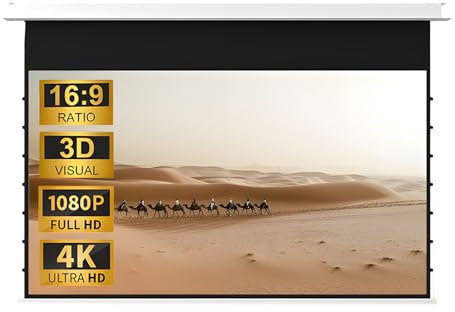 SOYDAN Schermo per Proiettore motorizzato a Scomparsa con Telecomando, Schermo cinematografico 16:9 4K HD Ultra, Telo Proiettore per Interni per Home Theater(84 inch)