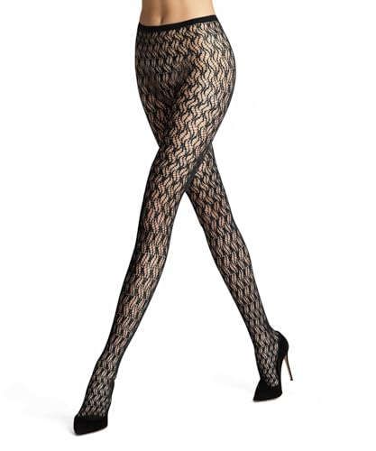 FALKE Damen Fluid Fusion W Ti transparent Gemustert Strumpfhose, Schwarz Black 3009, M