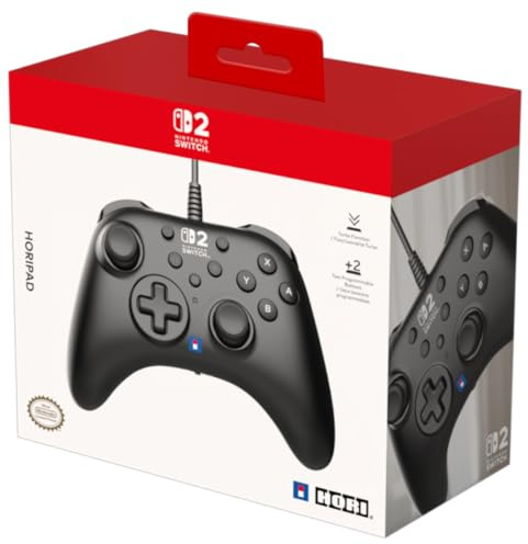 HORI HORIPAD Turbo (Nero) Controller Cablato per Nintendo Switch 2 – Licenza Ufficiale Nintendo
