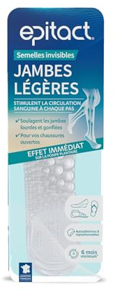 EPITACT | Solette Invisibili Gambe Leggere | Per Scarpe Aperte (Sandali, Infradito...) | Autoadesive e Riposizionabili | Alleviano la Sensazione di Gambe Pesanti e Gonfie (M (39-41))