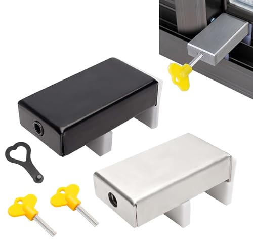 MUYAPAY 2 Pièces Fermeture Baie Coulissante Serrures de Fenêtre Verrou Porte Sécurité Verrous Réglables Fermeture Serrure Réglable Sécurité Enfants avec Clé Arrêt pour Fenêtre Coulissante