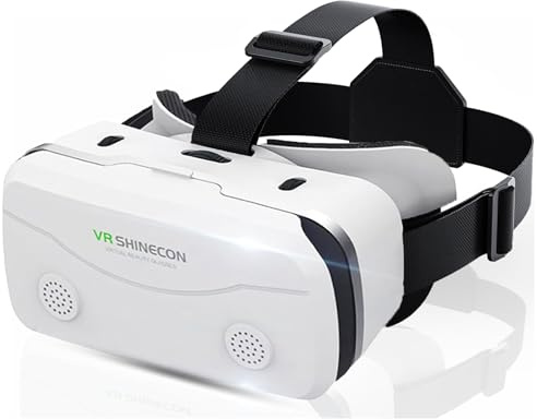 VR-headset för telefon, Virtual Reality-headsets VR-glasögon med HD-anti-blå ljuslinser, kompatibla med 5-7 tums telefoner, virtual reality-glasögon (vit)