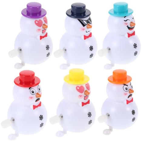 MOLUCKFU 6pcs Wind Up Snowman for Winter Play Clockwork Walking Jumping Figures Christmas Stocking Stuffers Holiday Party Favors Plastic