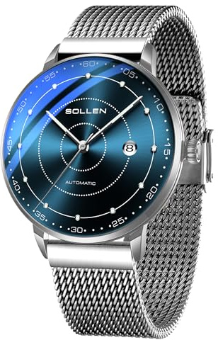 SOLLEN Mechanische Armbanduhren Herren,Klassische Minimalistische Herrenuhren Luxus,Wasserdicht Leuchtend Selbstaufzug Business Automatische Herrenuhr mit Kalendar,Automatikuhr als Geschenk für Männer