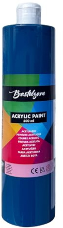 Bastelzone Akrylfärg 500 ml – Högpigmenterade konstnärsfärger, vattentåliga och veganska akrylfärger – Perfekt för akrylmålning och målning på duk, trä, sten, papper, tyg och metall