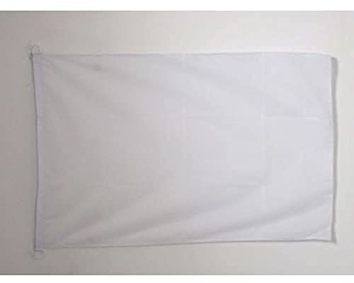 AZ FLAG - Drapeau Unicolore Blanc - 45x30 cm - Pavillon Nautique De Couleur Blanche Spécial Bateau Et Extérieur En Maille Bloquée Avec Anneaux Plastiques Intégrés - 30g