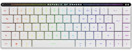 ASUS ROG Falchion RX Low Profile 65% kabellose Gaming-Tastatur (QWERTZ-Layout, optische ROG RX Low-Profile-Switches, Bluetooth, 2,4-GHz-RF Wireless, kabelgebunden USB, MacOS kompatibel, weiß)