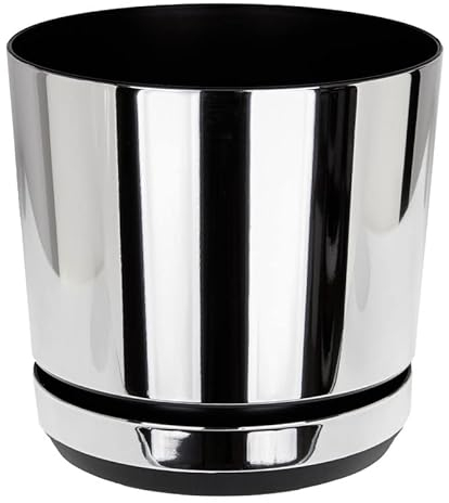 KORAD Mirror Indoor Plant Pots with Drainage Holes and Saucer| Modern Decorative Plastic Flower Pots for Houseplants| 6 Sizes & 25 Colors| Round Planters for Indoor Plants, Succulents & Herbs-(14 cm)