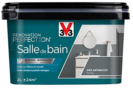 V33 Peinture de rénovation salle de bain, Rénovation perfection Gris anthracite satin 2L