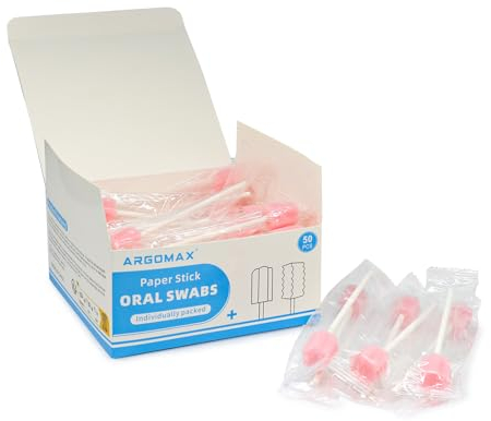 Mundschwämme Steriler Dental Tupfer, 50 PCS Mundpflege Schwamm Tupfer, Reinigung Mund Tupfer, Mundhygieneschwamm, Mundpflegetupfer Wattestäbchen, Mundpflegestäbchen Schaumstoff für Mundhygiene, Rosa