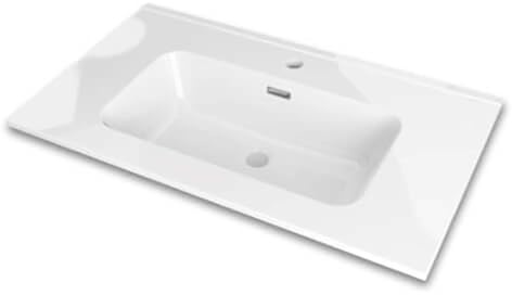 baanio - Lavabo Encimera Cerámico Blanco Gandía | Pila Lavamanos Rectangular 71x46 cm | Lavabo para Mueble de 70 x 45 cm | Diseño Moderno, con Rebosadero, con orificio grifo, 1 seno centrado.