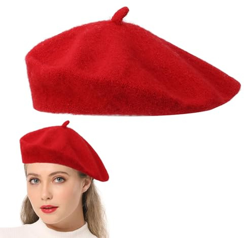 Klassisk Fransk Basker För Damer, Bomullsbasker Damer, Vintage Fransk Basker, Vinter Höst Hatt Damer, Hatt Klassisk Solid Färg, Mjuk Varm Utomhus Vintage Konstnär Mössa (Röd)