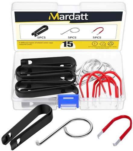 Mardatt 15Pcs Car Wheel Hub Bolt Nut Cover Removal Tool Set, 3 Type Car Lug Caps Remover, Wheel Lug Nut Cap Cover & Center Cap Removal Tool Nuts Caps Puller for Most Vehicles