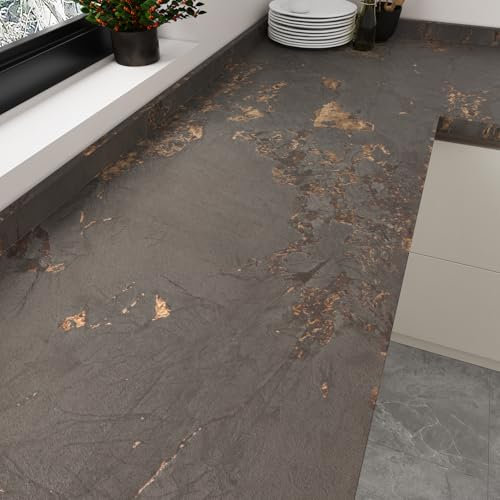 HotDecor Papel Pintado De Hormigón Marrón Dorado Vinilo Marmol Retro Para Encimera De Cocina Papel Tapiz Autoadhesivo Decorativo Dormitorio Papel Adhesivo Para Muebles Mesa 40cm x 200cm