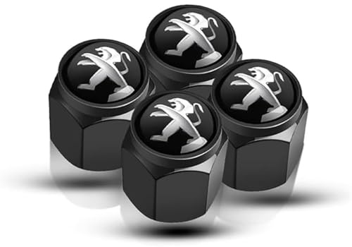 AIMXGBPS Tapones de válvulas para neumáticos Peugeot, Tapones Antipolvo, selladores anticorrosivos y Accesorios para Coche.,Normal-A/Black