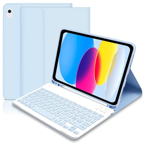 Hofsos Tastiera Custodia per iPad 10 Generazione/(A16) 11 Generazione(11/10.9 pollici, 2025/2022), Italiano QWERTY Rimovibile Bluetooth Tastiera, Custodia con Supporto Pencil per iPad 10a/11a Gen-Blau