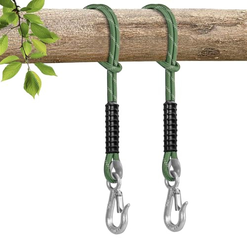 WWFFEN 2-pack gunga, rep, 63,5 cm, hängmatta, hängfåtölj, balk, repupphängningsset, lastkapacitet 450 kg, med krok, hängmatta, fäste för inomhus, utomhus, lekplats, gungor, hängmattor, grön